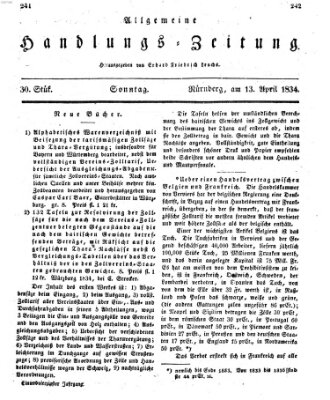 Allgemeine Handlungs-Zeitung Sonntag 13. April 1834