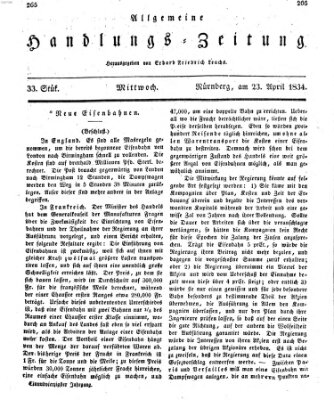 Allgemeine Handlungs-Zeitung Mittwoch 23. April 1834