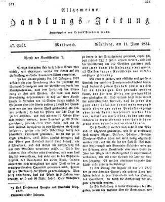 Allgemeine Handlungs-Zeitung Mittwoch 11. Juni 1834