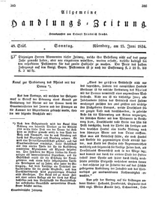 Allgemeine Handlungs-Zeitung Sonntag 15. Juni 1834