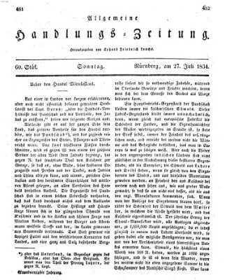 Allgemeine Handlungs-Zeitung Sonntag 27. Juli 1834