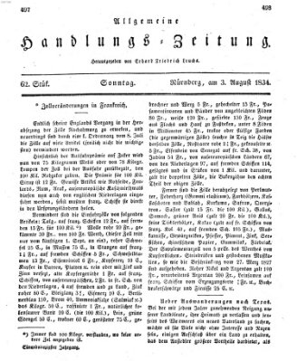 Allgemeine Handlungs-Zeitung Sonntag 3. August 1834