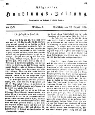 Allgemeine Handlungs-Zeitung Mittwoch 27. August 1834