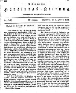 Allgemeine Handlungs-Zeitung Mittwoch 8. Oktober 1834