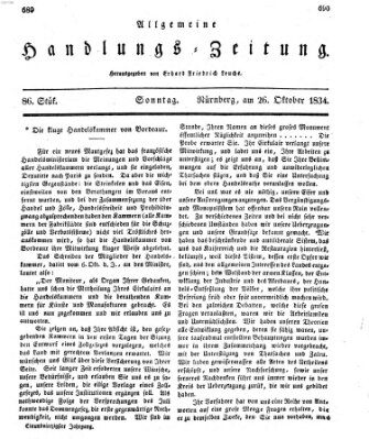 Allgemeine Handlungs-Zeitung Sonntag 26. Oktober 1834