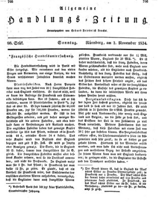 Allgemeine Handlungs-Zeitung Sonntag 2. November 1834