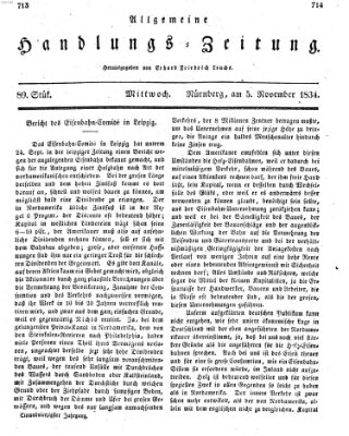 Allgemeine Handlungs-Zeitung Mittwoch 5. November 1834