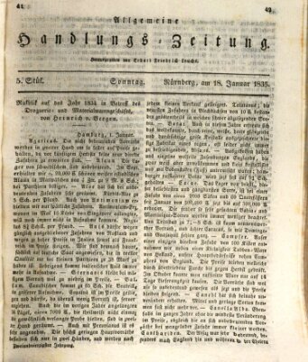 Allgemeine Handlungs-Zeitung Sonntag 18. Januar 1835