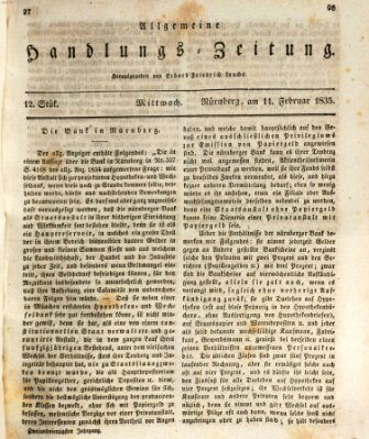 Allgemeine Handlungs-Zeitung Mittwoch 11. Februar 1835