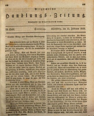 Allgemeine Handlungs-Zeitung Sonntag 15. Februar 1835