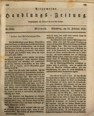 Allgemeine Handlungs-Zeitung Mittwoch 25. Februar 1835