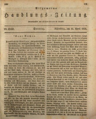 Allgemeine Handlungs-Zeitung Sonntag 12. April 1835