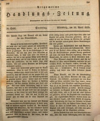 Allgemeine Handlungs-Zeitung Sonntag 19. April 1835