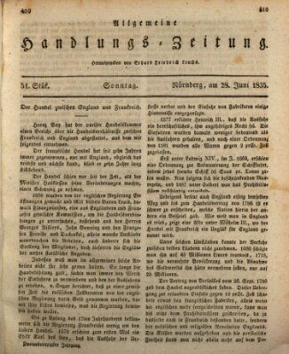 Allgemeine Handlungs-Zeitung Sonntag 28. Juni 1835