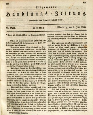 Allgemeine Handlungs-Zeitung Sonntag 5. Juli 1835