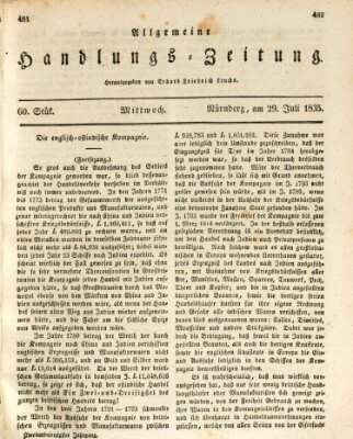 Allgemeine Handlungs-Zeitung Mittwoch 29. Juli 1835