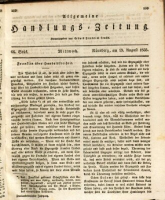 Allgemeine Handlungs-Zeitung Mittwoch 19. August 1835