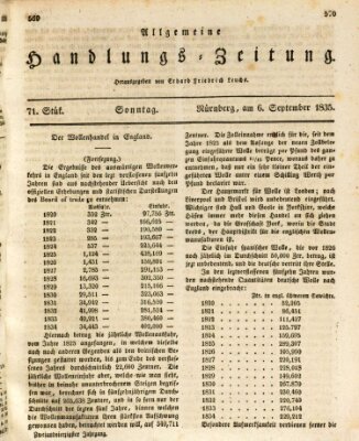 Allgemeine Handlungs-Zeitung Sonntag 6. September 1835