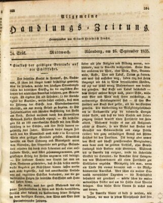 Allgemeine Handlungs-Zeitung Mittwoch 16. September 1835