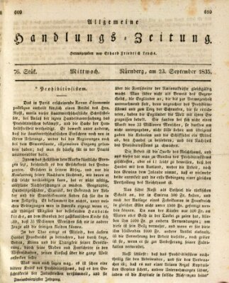 Allgemeine Handlungs-Zeitung Mittwoch 23. September 1835