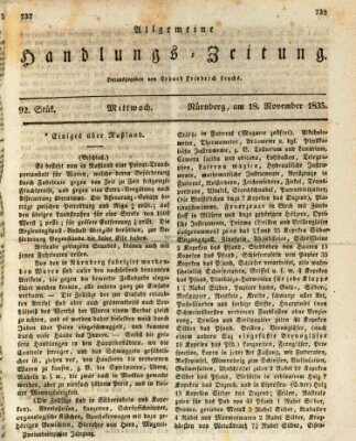 Allgemeine Handlungs-Zeitung Mittwoch 18. November 1835