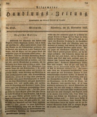 Allgemeine Handlungs-Zeitung Mittwoch 25. November 1835