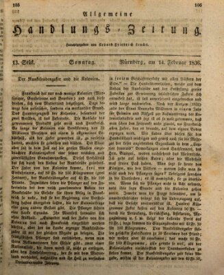 Allgemeine Handlungs-Zeitung Sonntag 14. Februar 1836