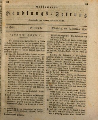 Allgemeine Handlungs-Zeitung Mittwoch 17. Februar 1836