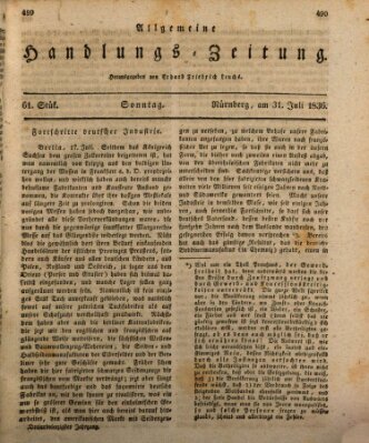 Allgemeine Handlungs-Zeitung Sonntag 31. Juli 1836