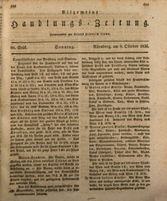 Allgemeine Handlungs-Zeitung Sonntag 9. Oktober 1836