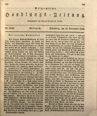 Allgemeine Handlungs-Zeitung Mittwoch 16. November 1836