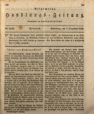 Allgemeine Handlungs-Zeitung Mittwoch 7. Dezember 1836