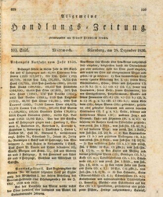 Allgemeine Handlungs-Zeitung Mittwoch 28. Dezember 1836