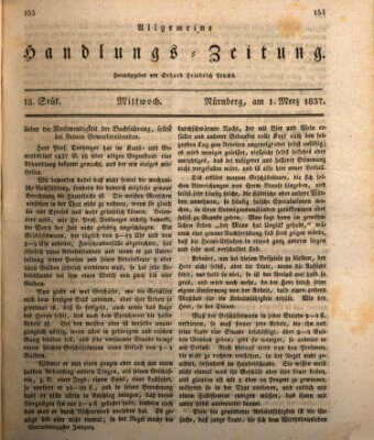 Allgemeine Handlungs-Zeitung Mittwoch 1. März 1837