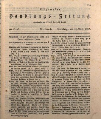 Allgemeine Handlungs-Zeitung Mittwoch 29. November 1837