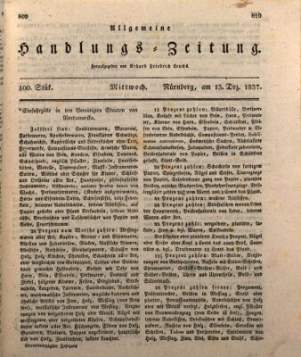 Allgemeine Handlungs-Zeitung Mittwoch 13. Dezember 1837