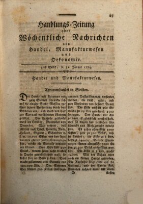 Handlungszeitung oder wöchentliche Nachrichten von Handel, Manufakturwesen, Künsten und neuen Erfindungen Samstag 31. Januar 1784