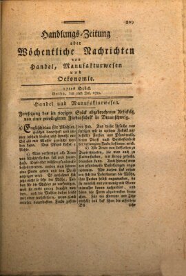 Handlungszeitung oder wöchentliche Nachrichten von Handel, Manufakturwesen, Künsten und neuen Erfindungen Samstag 2. Juli 1785