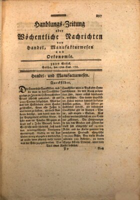 Handlungszeitung oder wöchentliche Nachrichten von Handel, Manufakturwesen, Künsten und neuen Erfindungen Samstag 17. September 1785