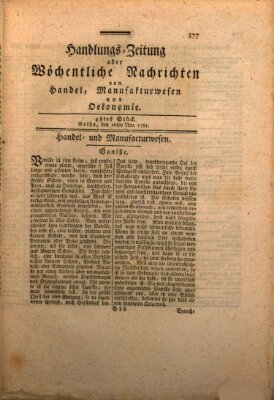 Handlungszeitung oder wöchentliche Nachrichten von Handel, Manufakturwesen, Künsten und neuen Erfindungen Samstag 26. November 1785