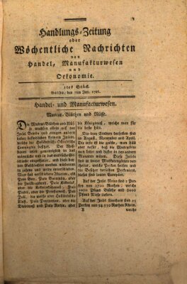 Handlungszeitung oder wöchentliche Nachrichten von Handel, Manufakturwesen, Künsten und neuen Erfindungen Samstag 7. Januar 1786