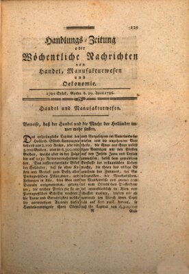 Handlungszeitung oder wöchentliche Nachrichten von Handel, Manufakturwesen, Künsten und neuen Erfindungen Samstag 29. April 1786