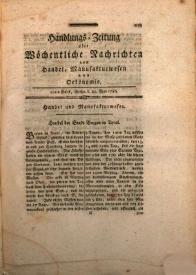 Handlungszeitung oder wöchentliche Nachrichten von Handel, Manufakturwesen, Künsten und neuen Erfindungen Samstag 20. Mai 1786