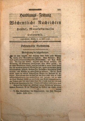 Handlungszeitung oder wöchentliche Nachrichten von Handel, Manufakturwesen, Künsten und neuen Erfindungen Samstag 10. Juni 1786