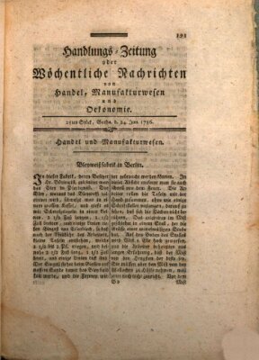 Handlungszeitung oder wöchentliche Nachrichten von Handel, Manufakturwesen, Künsten und neuen Erfindungen Samstag 24. Juni 1786