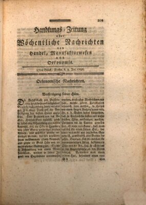 Handlungszeitung oder wöchentliche Nachrichten von Handel, Manufakturwesen, Künsten und neuen Erfindungen Samstag 8. Juli 1786