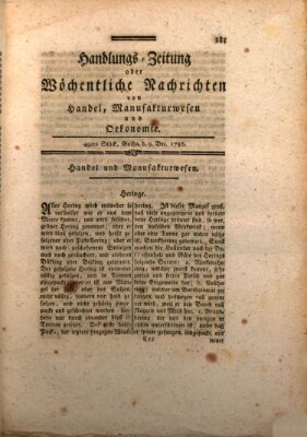 Handlungszeitung oder wöchentliche Nachrichten von Handel, Manufakturwesen, Künsten und neuen Erfindungen Samstag 9. Dezember 1786