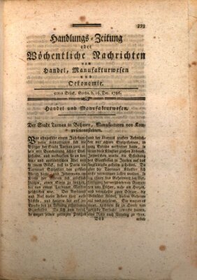 Handlungszeitung oder wöchentliche Nachrichten von Handel, Manufakturwesen, Künsten und neuen Erfindungen Samstag 16. Dezember 1786