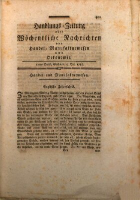 Handlungszeitung oder wöchentliche Nachrichten von Handel, Manufakturwesen, Künsten und neuen Erfindungen Samstag 23. Dezember 1786