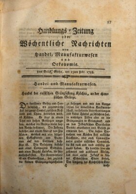 Handlungszeitung oder wöchentliche Nachrichten von Handel, Manufakturwesen, Künsten und neuen Erfindungen Samstag 23. Februar 1788